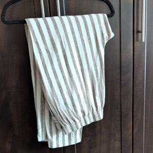 Striped Lounge Pants in Cream and Taupe